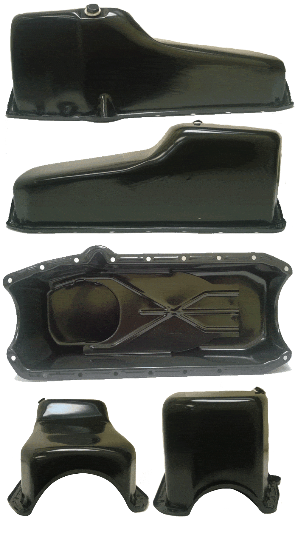 Small Block Chevy Oil Pan Stock Capacity Black Painted 70-79 327, 350, 400 'New