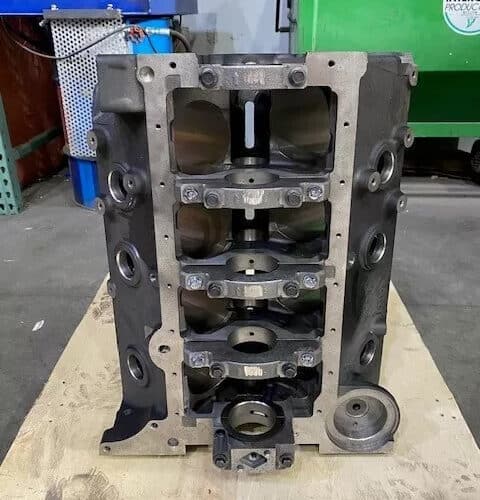 Engine Block, 350 Chevy Small Block, Germany, USA Cast Iron, 4-Bolt 350 Mains NEW